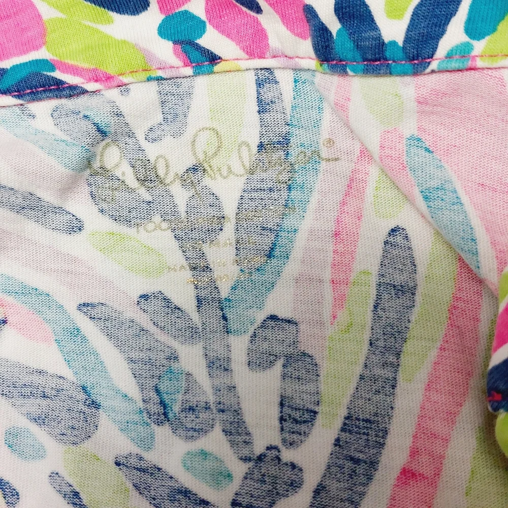 Lilly Pulitzer Rossmore V-Neck Multi Palm Reader T-Shirt Dress Size XS - Picture 4 of 7